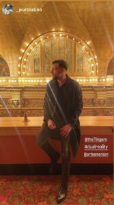 Person standing on the balcony at the Cutler Majestic Theatre