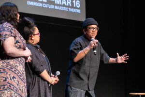 Members of Prison Dancer's creative team on stage