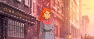 Animated girl with red hair