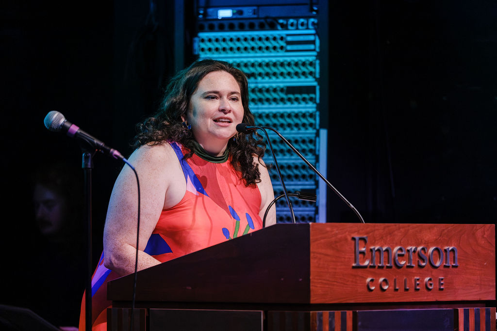 ArtsEmerson interim executive director Ronee Penoi at the podium