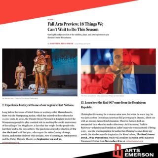 We Are the Land and The Real James Bond... Was Dominican were featured in @BostonMagazine's Fall Arts Preview! 
.
.
.
#BostonTheatre #FallTheatre #PerformingArts @DNAWorks @christopher__rivas