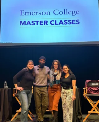 It was great to see three former Office of the Arts members Ari Conte (student employee), Todd McNeel (student/staff) and Piper Phillips (student Lighting TA) back on campus for an Emerson Masterclass presentation! ⁠
⁠
Ari is a Tony-nominated producer who has worked on Suffs, Todd is a performer and marketer, and Piper is a lighting designer. ⁠
⁠
Left to right: Ari Conte, Todd McNeel. Right: Piper Phillips