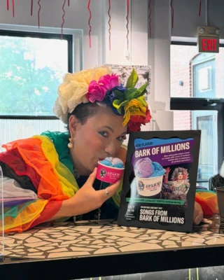 OMG, @jplicks created a Bark of Millions ice cream flavor and cast member @mama.alto stopped by today to try it out. The verdict? It’s absolutely delicious, just like the show it’s named after. Stop by, grab a cone of this fab flav, and then get tickets to see Bark of Millions at the Paramount Center OCT 15-18!